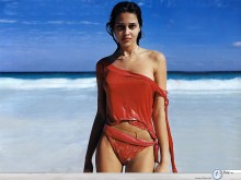 Ana Beatriz Barros in red bikini wallpaper