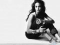 Angelina Jolie wallpapers: Angelina Jolie sitting black and white wallpaper