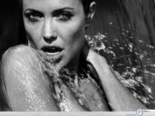 Angelina Jolie wet black and white wallpaper