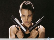 Angelina Jolie with guns wallpaper