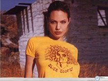 Angelina Jolie yellow shirt wallpaper