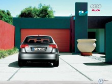 Audi A3 Sportback near the garage wallpaper