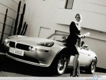Bmw Z8 sexy girl and car wallpaper