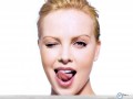 Charlize Theron licking wallpaper