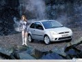 Ford wallpapers: Ford Fiesta woman and car  wallpaper