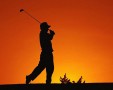 Golf wallpapers: Golf player in the sunset wallpaper