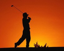 Golf player in the sunset wallpaper