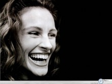 Julia Roberts black white big smile wallpaper