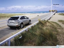 Lexus in road to sea  wallpaper
