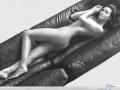 Megan Gale nude on the bed wallpaper