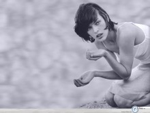 Milla Jovovich drinking water wallpaper