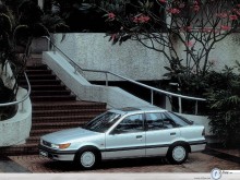 Mitsubishi Lancer by the stair wallpaper