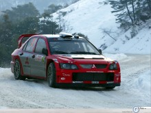 Mitsubishi Rally Wrc in slithery road  wallpaper