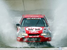 Mitsubishi Rally Wrc throug water wallpaper