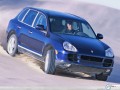Car wallpapers: Porsche Cayenne blue going downhill wallpaper