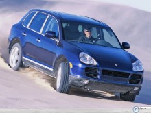 Porsche Cayenne blue going downhill wallpaper