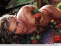 Rebecca Romijn wallpapers: Rebecca Romijn nude amongst fruits wallpaper