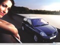 Renault Clio woman and car wallpaper
