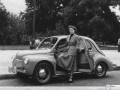 Renault wallpapers: Renault History 4cv woman and car wallpaper