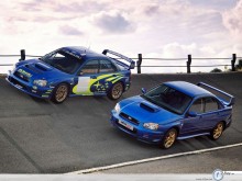 Subaru Impreza couple on bridge wallpaper
