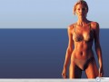 Celebrity wallpapers: Tricia Helfer in the beach  wallpaper
