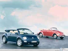 Volkswagen New Beetle blue and red wallpaper