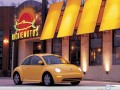Volkswagen New Beetle by restaurant  wallpaper